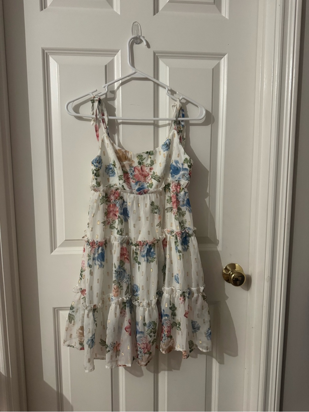 Floral Tiered Sundress for Girls - Ivory with Multicolor Blossoms